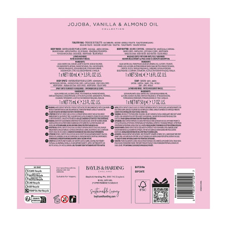 detail Baylis&Harding Jojoba, Vanilla, Almond Cestovní sada v taštičce, 4dílná