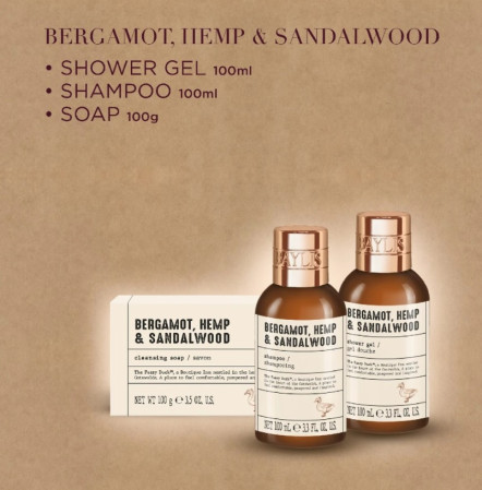 detail Baylis&Harding Bergamot, Hemp & Sandalwood, sada péče o tělo, vlasy, 3dílná