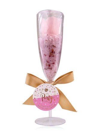 detail Accentra Let's Celabrate sklenka s koupelovou solí a květem