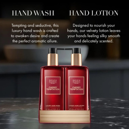 detail Baylis&Harding Tekuté mýdlo+krém - Cherry Temptation, 2x 400ml