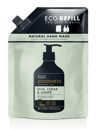 detail Baylis&Harding Náplň tekutého mýdla - Goodness Oud, Cedar & Amber, 500ml