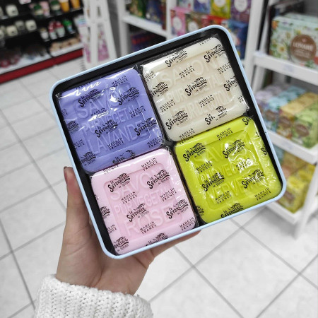 detail La Savonnerie Sada tuhých mýdel 4×100g v plechové dóze - Borie
