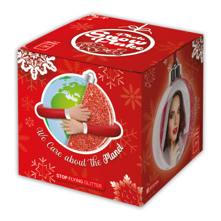 detail FOTODÁREK: VÁNOČNÍ OZDOBA ČERVENÁ na fotografii, průměr 7,5 cm