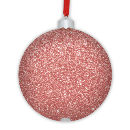 detail FOTODÁREK: VÁNOČNÍ OZDOBA RŮŽOVÁ na fotografii, průměr 7,5 cm