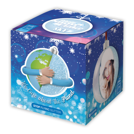 detail FOTODÁREK: VÁNOČNÍ OZDOBA MODRÁ na fotografii, průměr 7,5cm