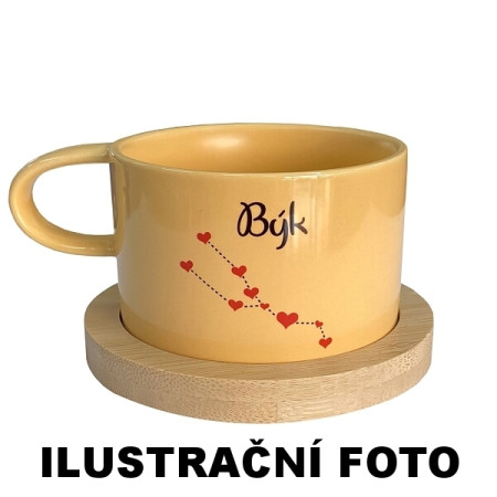 detail Fotohrnek MAKRONKA s bambusovým podšálkem MERUŇKOVÁ