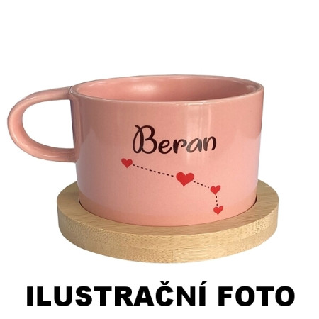 detail Fotohrnek MAKRONKA s bambusovým podšálkem RŮŽOVÁ