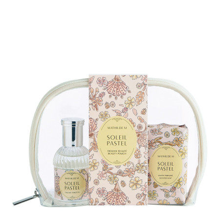detail Mathilde M. - SOLEIL PASTEL, malá kosmetická sada v tašitičce, 3dílná
