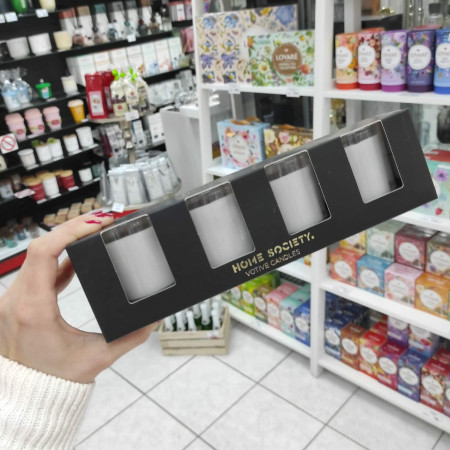 detail Home Society Collection Sada 4x votivní svíčka ve skle, Grey