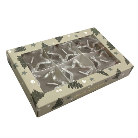 detail Home Society Skleněné čajové svíčky hvězdy 6ks, šedé