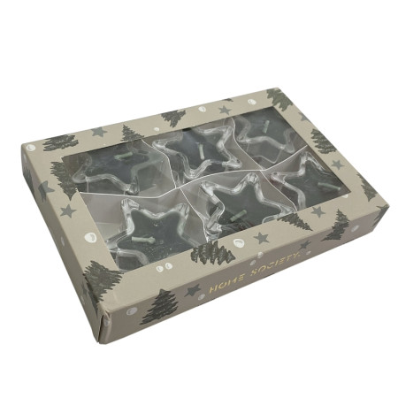 detail Home Society Skleněné čajové svíčky hvězdy 6ks, zelené