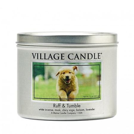 detail Village Candle Svíčka v plechu Štěňátko - Kadidlo, Šalvěj & Levandule