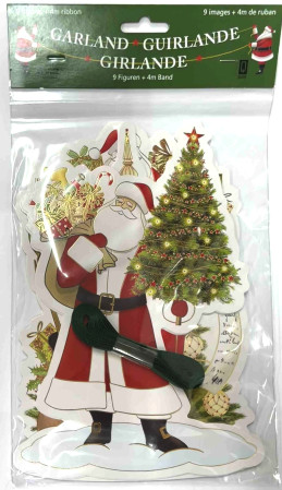 detail Vánoční girlanda - SANTA, 9 figurek, 4 m