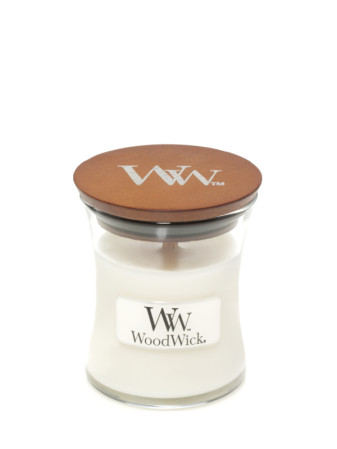 detail Vonná svíčka WoodWick WHITE TEAK malá 85g