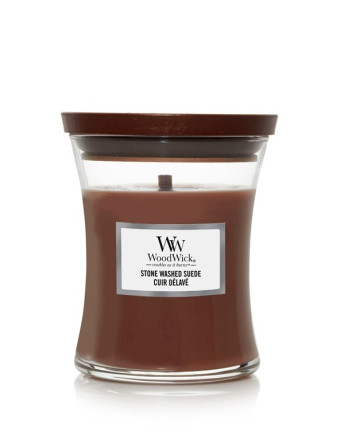 detail Vonná svíčka WoodWick STONE WASHED SUEDE střední 275 g