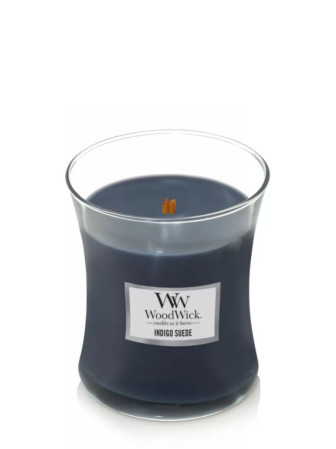 detail Vonná svíčka WoodWick INDIGO SUEDE střední 275g