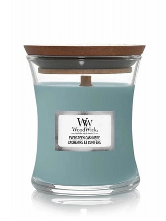 detail Vonná svíčka WoodWick EVERGREEN CASHMERE, střední 275 g