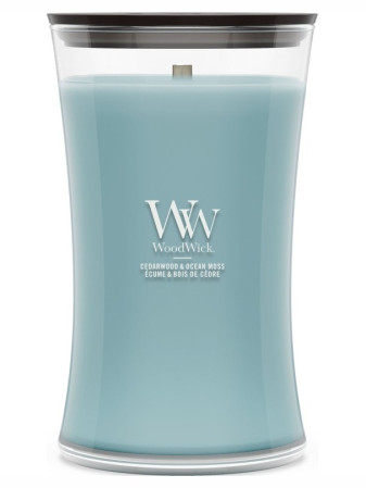 detail Vonná svíčka WoodWick Cedarwood & Ocean Moss, velká 609 g