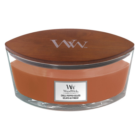 detail Vonná svíčka WoodWick CHILLI PEPPER GELATO, široký knot 453,6g