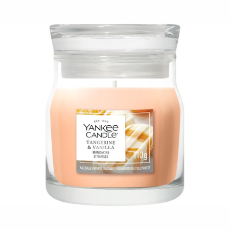 detail Yankee Candle TANGERINE & VANILLA, signature malá svíčka 110g