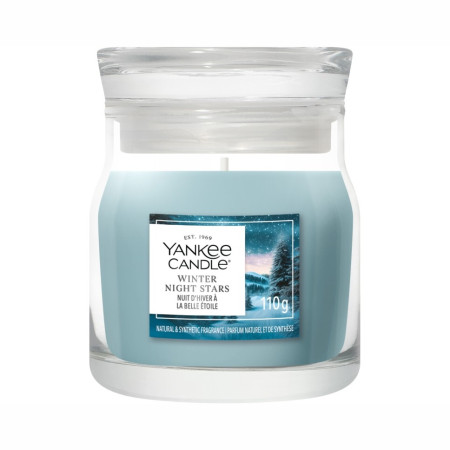 detail Yankee Candle WINTER NIGHT STARS, signature malá svíčka 110g