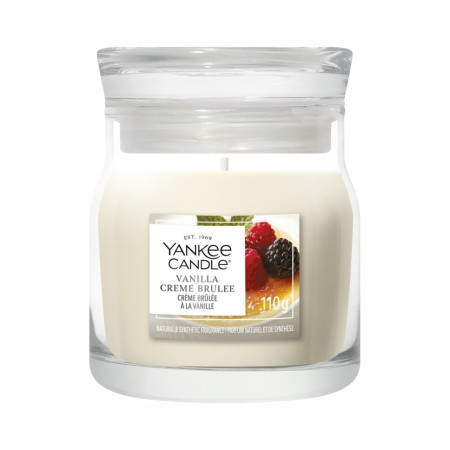 detail Yankee Candle Vanilla Creme Brulée, signature malá svíčka 110 g