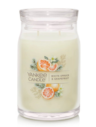 detail Yankee Candle WHITE SPRUCE & GRAPEFRUIT, signature velká svíčka 567g