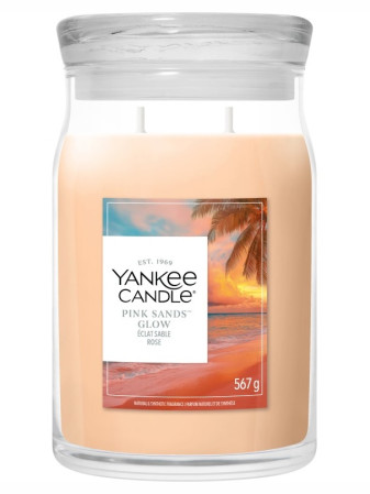detail Yankee Candle PINK SANDS GLOW, signature velká svíčka 567g