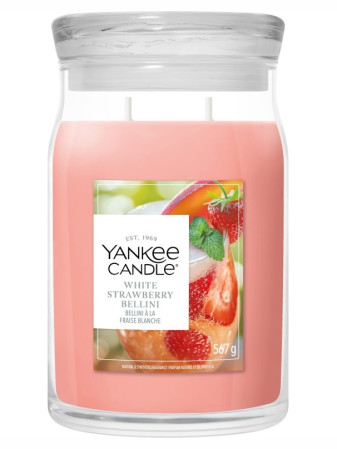detail Yankee Candle WHITE STRAWBERRY BELLINI, signature velká svíčka 567g