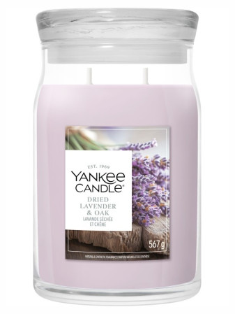 detail Yankee Candle Dried Lavender & Oak, signature velká svíčka 567 g