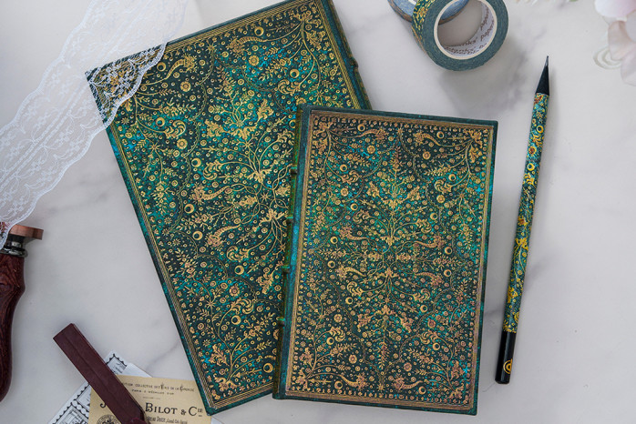 detail Paperblanks MIDI zápisník - Emerald Flower, linkovaný