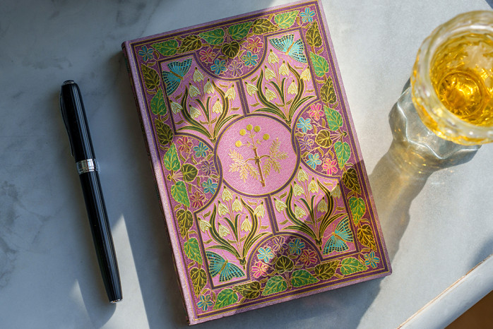 detail Paperblanks MIDI zápisník - Mimosa, Poetry in Bloom, linkovaný, flexi