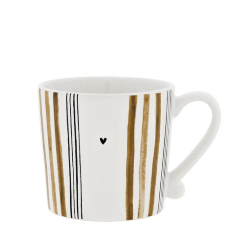 Bastion Collections Hrneček White/Little Stipes Brown with Black, 200ml