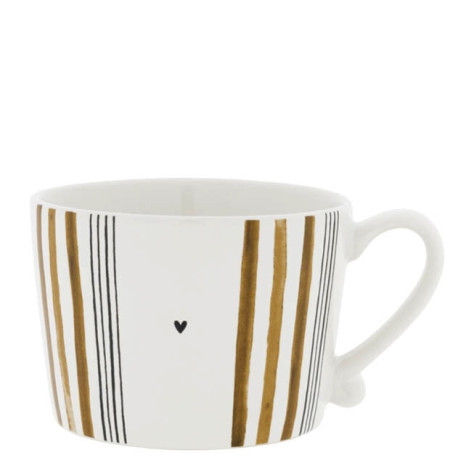 Bastion Collections Hrnek White/Little Stripes Brown with Black, 300ml