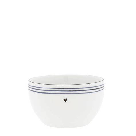 Bastion Collections Bowl S White/edge black, modré proužky 12x7cm