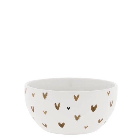 Bastion Collections Miska Bowl white/little hearts brown, 14,5x7cm