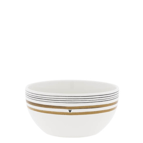 Bastion Collections Miska Bowl white/little stripes brown/black, 14,5x7cm