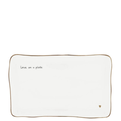 Bastion Collections Sushi Plate Love on a plate, brown edge, 22x14cm