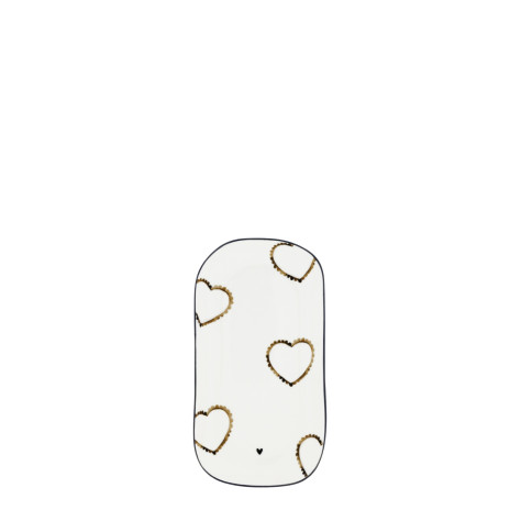 Bastion Collections Oválný talířek XS brown heart, in black, 15,5x8,5x2cm