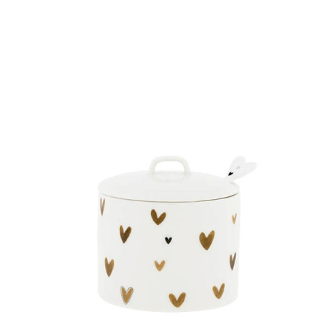 Bastion Collections Cukřenka Sugar Bowl White/Brown Hearts