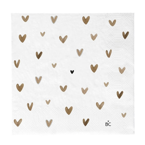Bastion Collections Papírové ubrousky L - Hearts Brown, 20ks