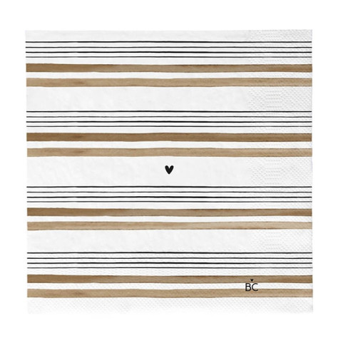 Bastion Collections Papírové ubrousky L - Stripes Brown, 20ks