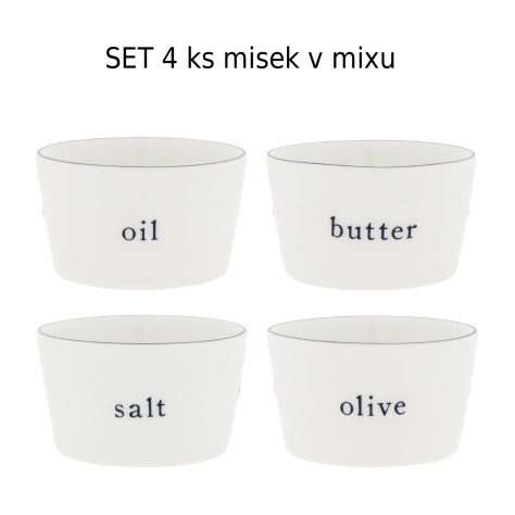 Bastion Collections Set 4x miska Salt/Butter/Oil/Olive Ass, průměr 6cm