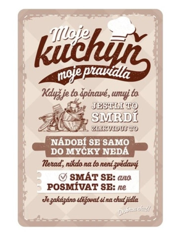Nekupto Retro cedulka - MOJE KUCHYŇ, moje pravidla, 20x30cm