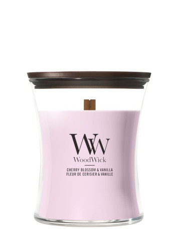 Vonná svíčka WoodWick Cherry Blossom & Vanilla, střední 275 g