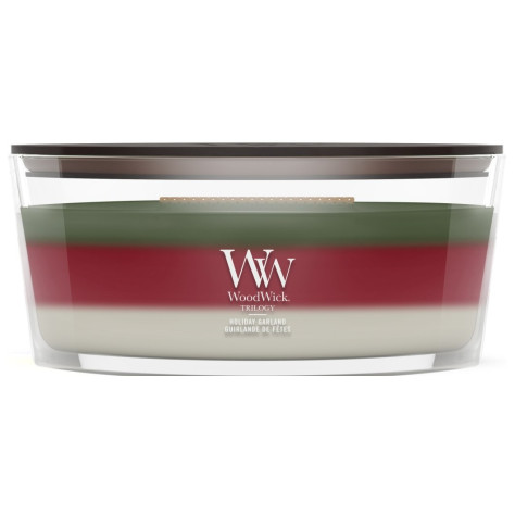 Vonná svíčka WoodWick Trilogy Holiday Garland, široký knot 453 g
