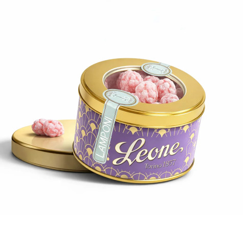 Leone 1857 - Lamponi Bonbony s příchutí malin v plechové dóze, 150 g