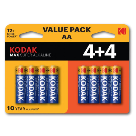 Baterie Kodak MAX super alkaline 8x AA, 1,5V