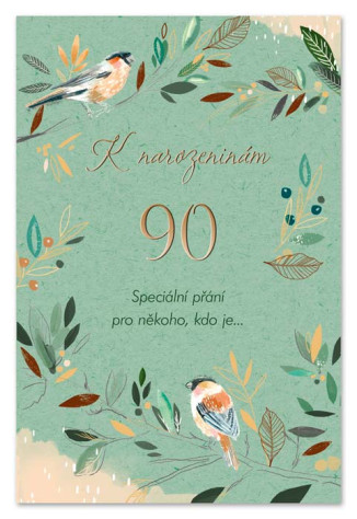 Ditipo Blahopřání - K VÝROČÍ 90tiny (ptáčci)