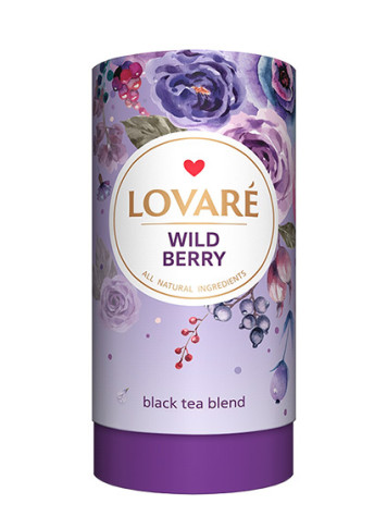 LOVARÉ Tubus 80 g WILD BERRY, černý sypaný čaj s příchutí